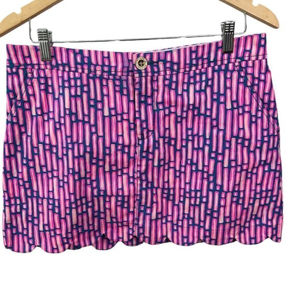 Lilly Pulitzer Dresses & Skirts - Lilly Pulitzer Colette Scalloped Hem Skort Mandevilla Pink Slathouse Stripe Sz 6